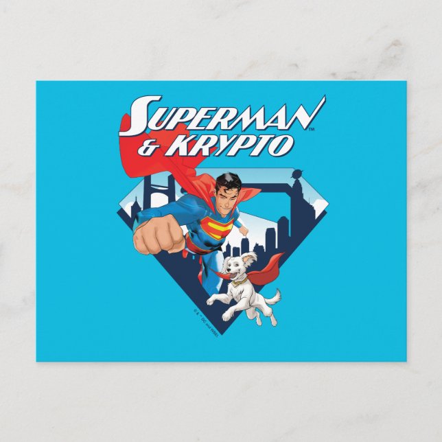 Cartão Postal Superman & Krypto em Fuga (Frente)