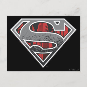 Cartão Postal Superman S-Shield   Cinza e Logotipo da Cidade Ver