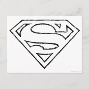 Cartão Postal Superman S-Shield   Simple Black Outline Logo