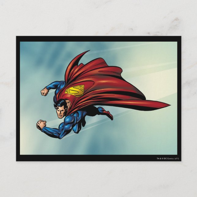 Cartão Postal Superman voa com capa (Frente)
