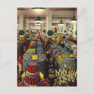 Cartão Postal Supermercado, Comida e bebidas da Vintage Business