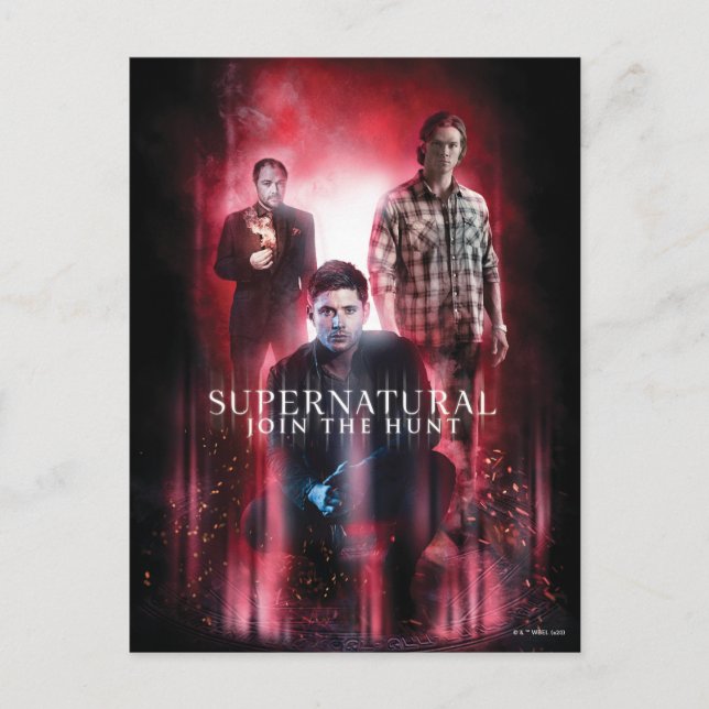 Cartão Postal Supernatural Crowley, Dean e Sam (Frente)