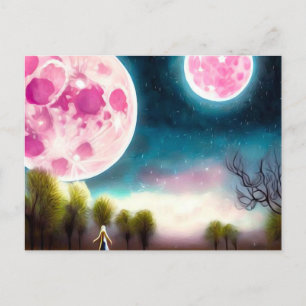 Cartão Postal Superreal Vintage Moons Rosa