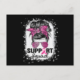 Cartão Postal Suportar Cancer de Mama Cor-de-Rosa com Pedra Quad