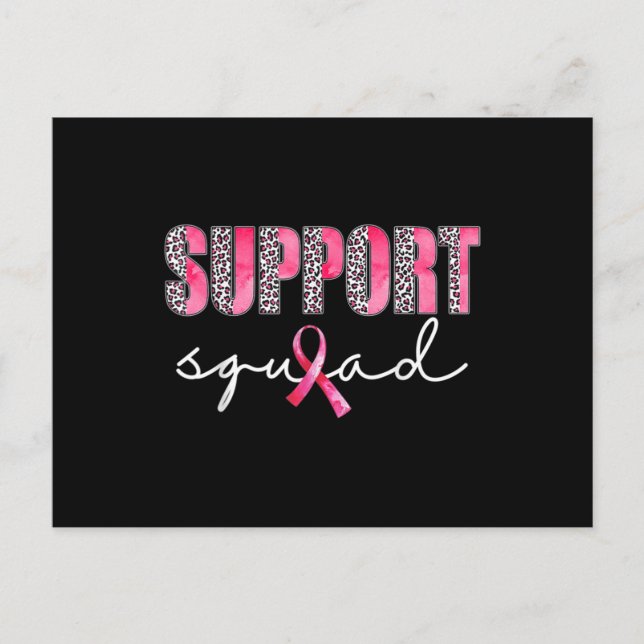Cartão Postal Support Squad Leopard Pink Warrior Breast Cancer A (Frente)