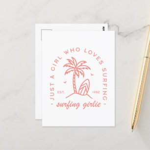 Cartão Postal Surf apenas uma garota que ama estética cor-de-ros