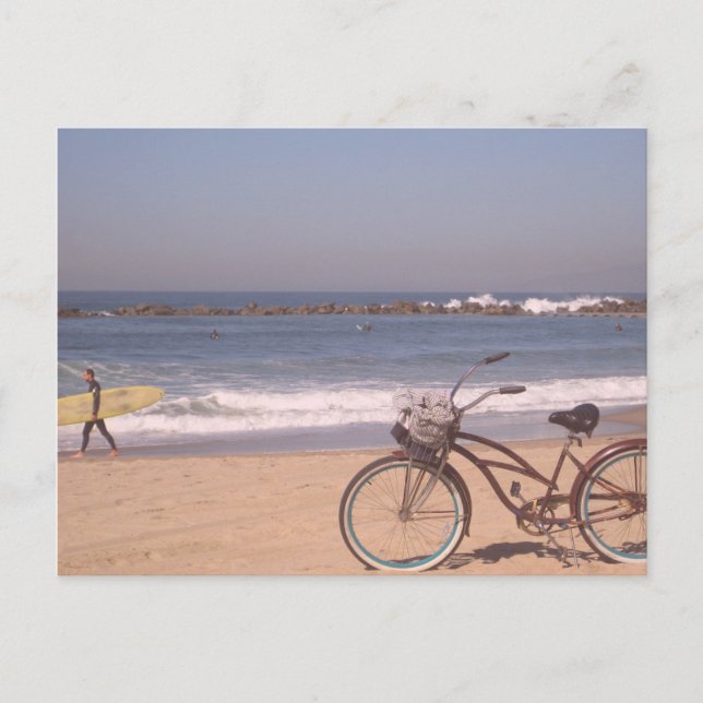 Cartão Postal Surf Bicycle California Beach (Frente)
