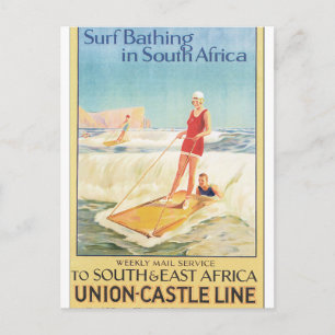 Cartão Postal Surf de banho Viagens vintage na África do Sul