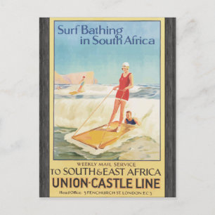 Cartão Postal Surf Na África Do Sul, Vintage
