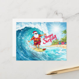 Cartão Postal Surfando o Natal com o PAPAI NOEL 