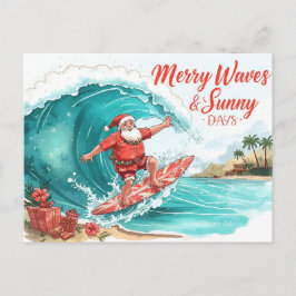 Cartão Postal Surfando o Natal com PAPAI NOEL 