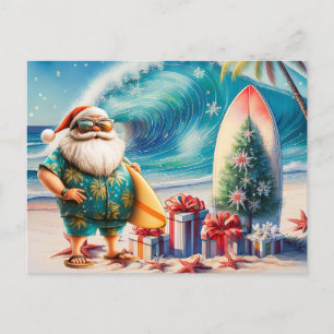 Cartão Postal Surfando o Natal em julho com o PAPAI NOEL  