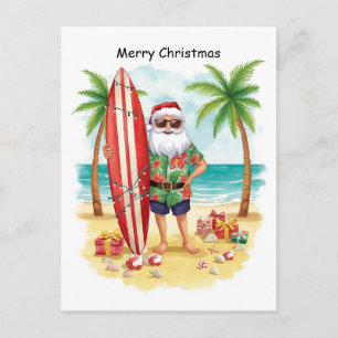 Cartão Postal Surfando o Natal em julho com o PAPAI NOEL  