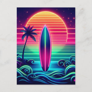Cartão Postal Surfar no Neon Sunset