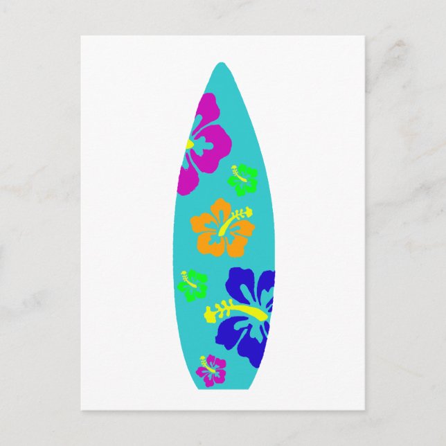 Cartão Postal Surfboard de Hibiscus Tropical (Frente)