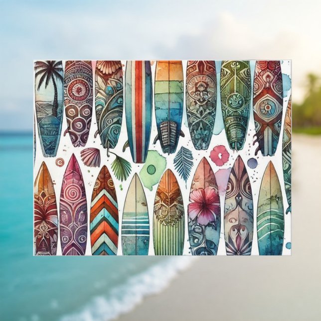 Cartão Postal Surfboards Aquarela (Criador carregado)