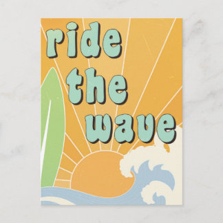Cartão Postal Surfe a Onda Inspiração Tema de Surfe Positividade