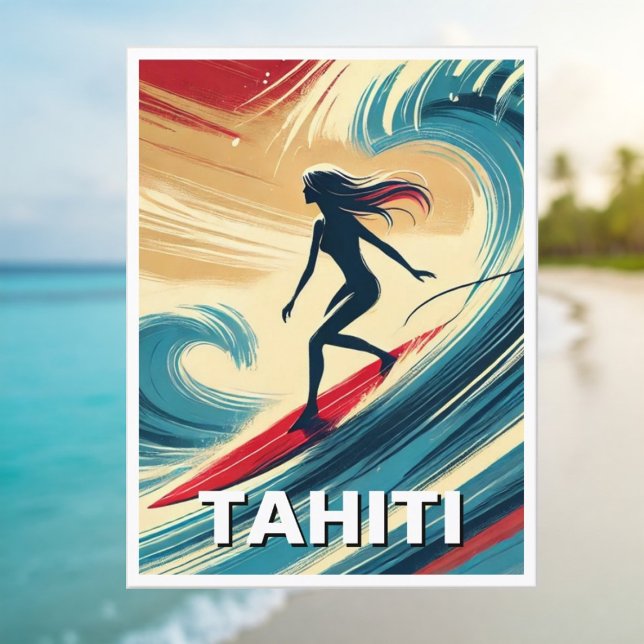 Cartão Postal Surfe no Taiti Surfer Wave (Criador carregado)