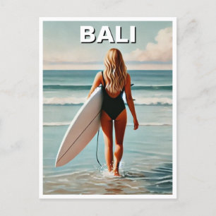 Cartão Postal Surfer Girl Bali Indonésia
