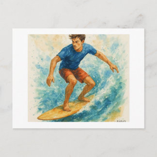 Cartão Postal Surfer Riding a Wave,