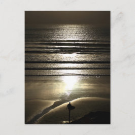 Cartão Postal Surfer Sunset em Polzeath