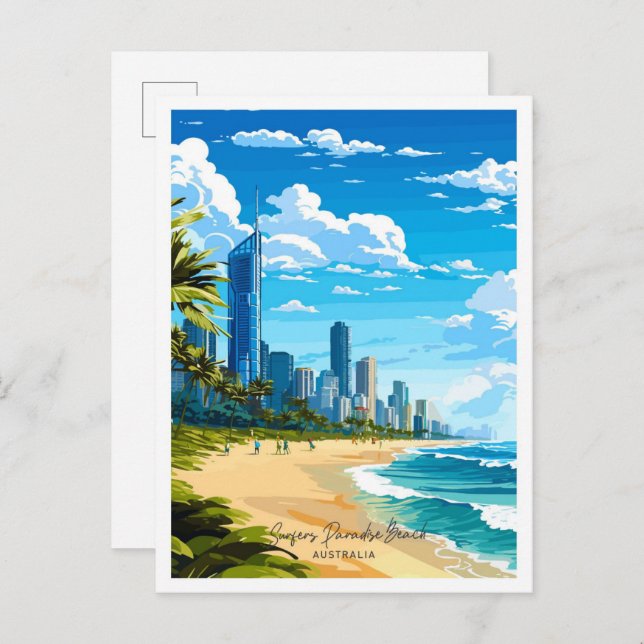 Cartão Postal Surfers Paradise Beach Viagem (Frente/Verso)