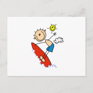 Cartão Postal Surfing Boy Stick