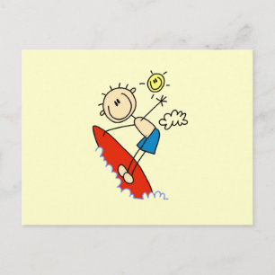 Cartão Postal Surfing Boy Stick
