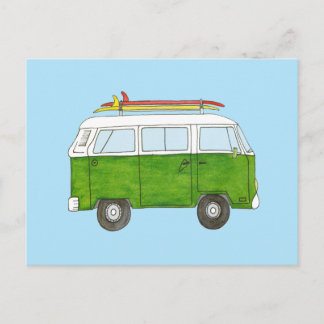 Cartão Postal Surfista Campervan