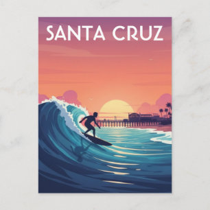 Cartão Postal Surfista em Santa Cruz Califórnia Viagem