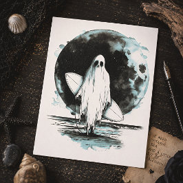 Cartão Postal Surfista Gótico de Verão Fantasma Praia Assustador