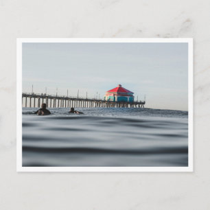 Cartão Postal Surfistas do Pier de Huntington Beach na foto da R