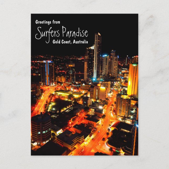 Cartão Postal Surfistas Paraíso, Costa Dourada, Austrália (Frente)