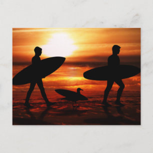 Cartão Postal Surfistas Sunset