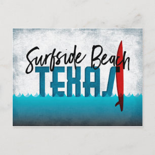Cartão Postal Surfside Beach Postcard Texas Surfboard