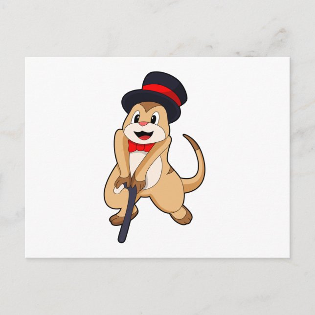 Cartão Postal Suricata como aposentado com bengala (Frente)