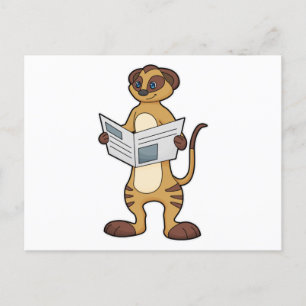 Cartão Postal Suricata lendo um jornal