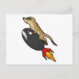 Cartão Postal Suricata voando com foguete