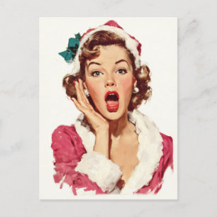Cartão Postal Surpreendente Pin-Up de Natal Retrô