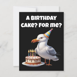 Cartão Postal Surpresa de Aniversário de Gaivota – Bolo Não Está
