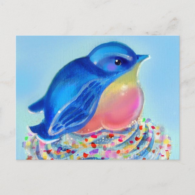 Cartão Postal Surpresa do Cupcake Bluebird (Frente)