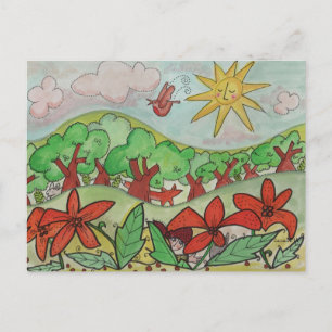 Cartão Postal Surpresa na Arte Folclórica dos Lírios Ucraniano