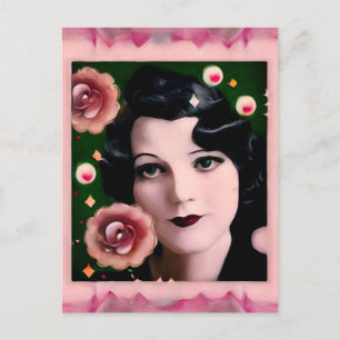 Cartão Postal Surreal Art Deco Framed Lady Face