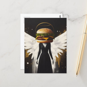 Cartão Postal Surreal Cheeseburger Angel