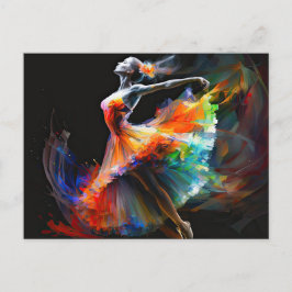 Cartão Postal Surreal Color Blast Dancing Ballerina