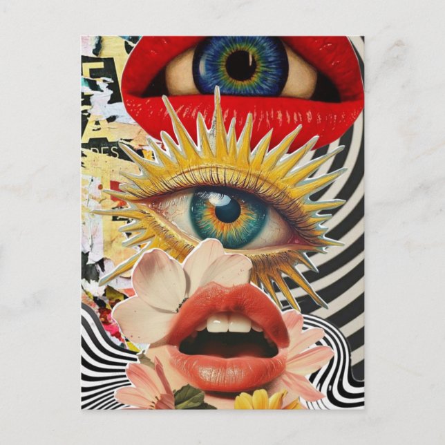 Cartão Postal Surreal eyes and lips Postcard (Frente)