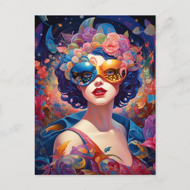 Cartão Postal Surreal Lady Fantasy Art (Frente)