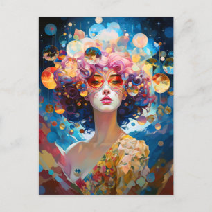 Cartão Postal Surreal Lady Fantasy Art