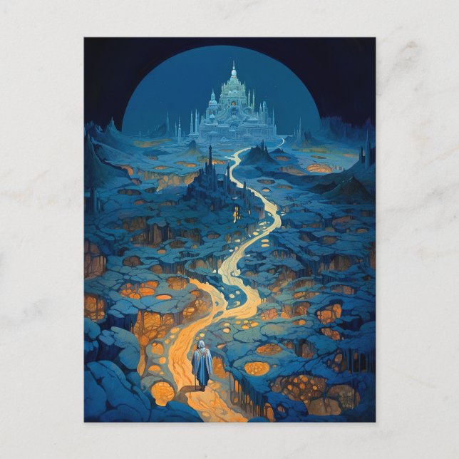 Cartão Postal Surreal Landscape Castle Fantasy Art (Frente)