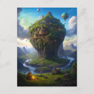Cartão Postal Surreal Landscape City Fantasy Art
